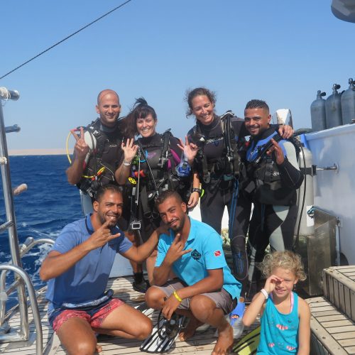 The team and divers of chloes diving center in hurghada